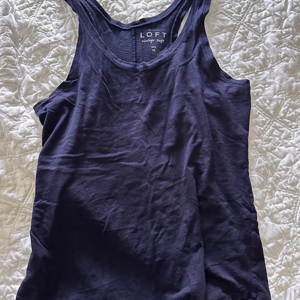 LOFT Fitted Blue Tank Top